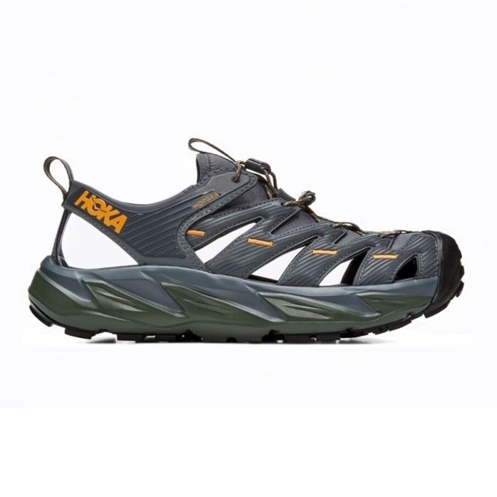 Hoka Hopara Men's Size 8 Walking Sandals Shoes Castlerock Gray Thyme Green NEW